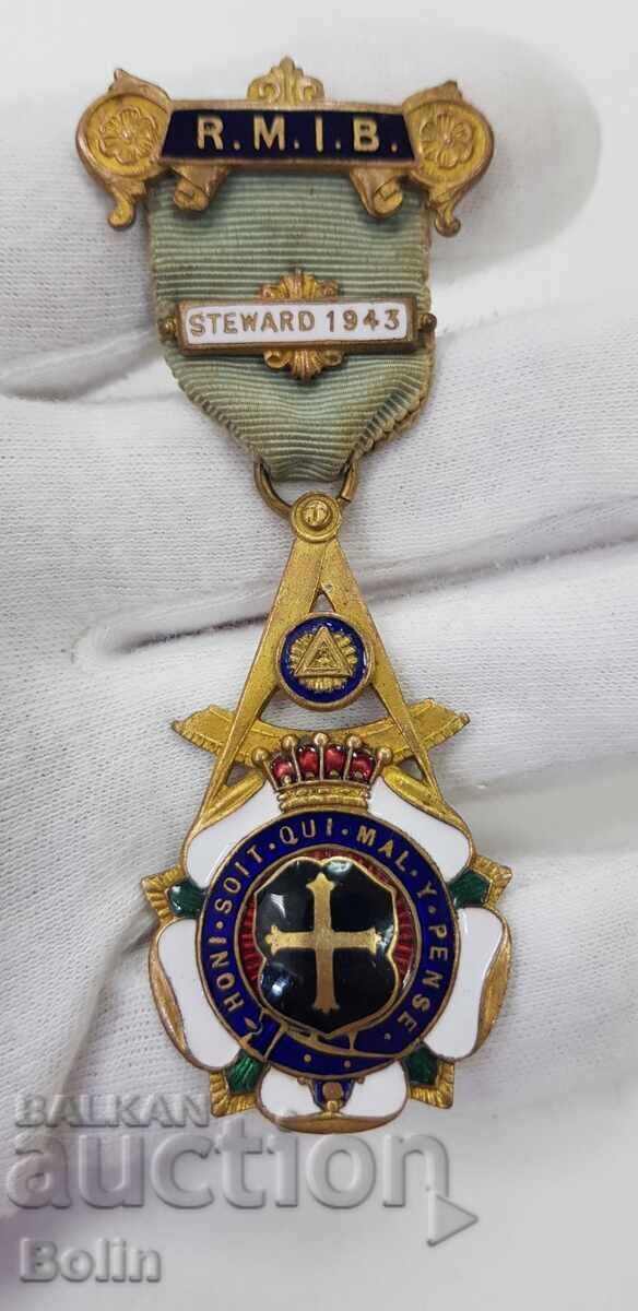 Колекционен масонски медал,орден,знак 1913г. Англия, Лондон