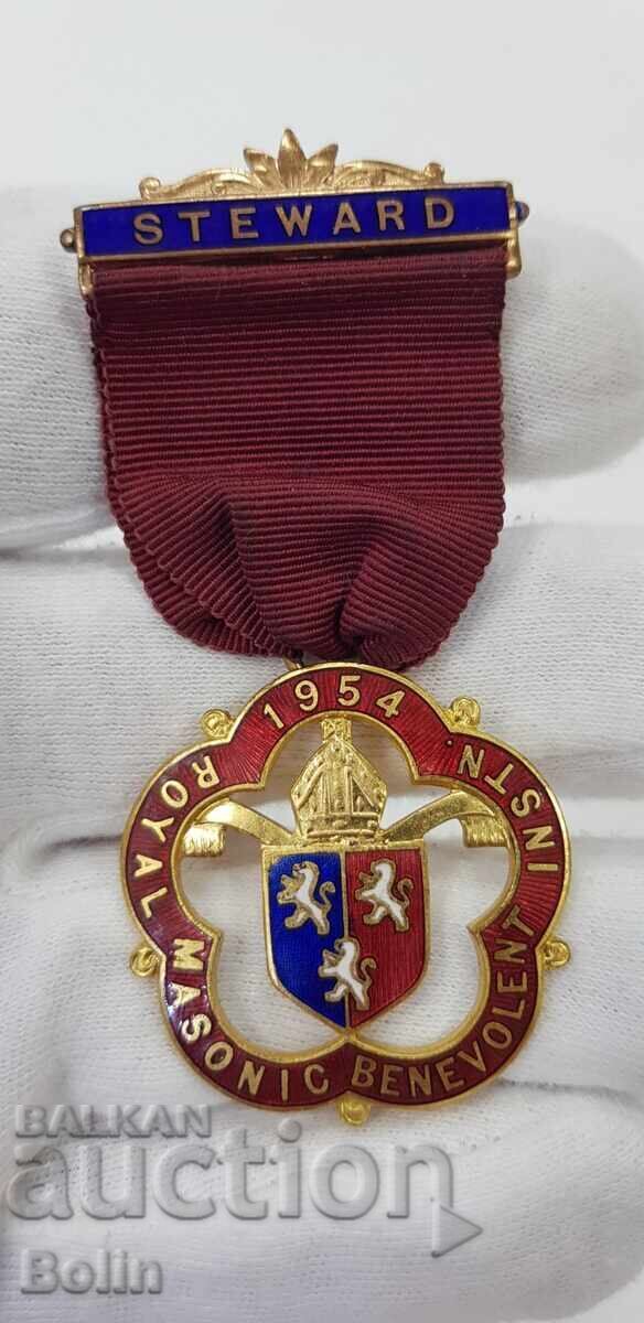 Колекционен Масонски медал,орден,знак 1954г. Англия, Лондон