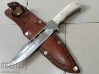 Hunting knife with handle and deer antler handle