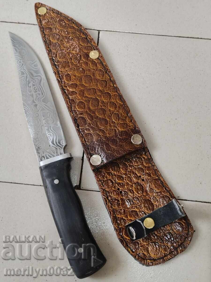 Hunting knife with sheath and buffalo horn handle - 5 Hunting knife with sheath and buffalo horn handle - 5