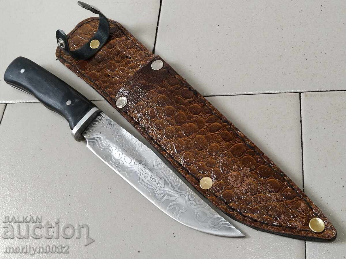 Hunting knife with sheath and buffalo horn handle - 6 Hunting knife with sheath and buffalo horn handle - 6