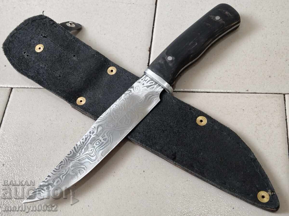 Hunting knife with sheath and buffalo horn handle - 7 Hunting knife with sheath and buffalo horn handle - 7