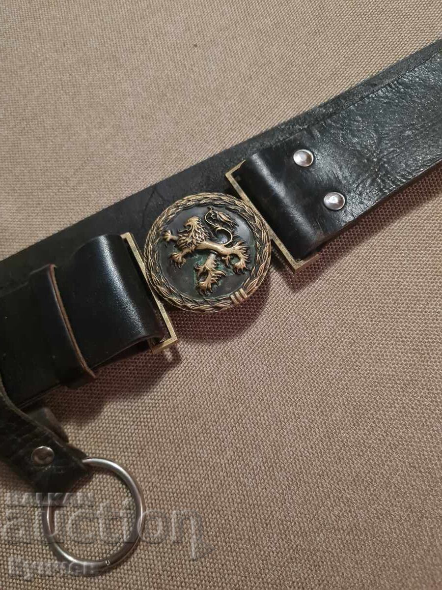 Military belt, lion, leather, Bulgaria Military belt, lion, leather, Bulgaria