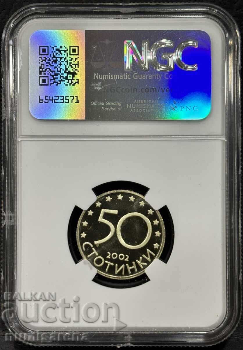 50 Stotinki 2002 NGC PF 68 ULTRA CAMEO with price 85.00 BGN | € 43.46
