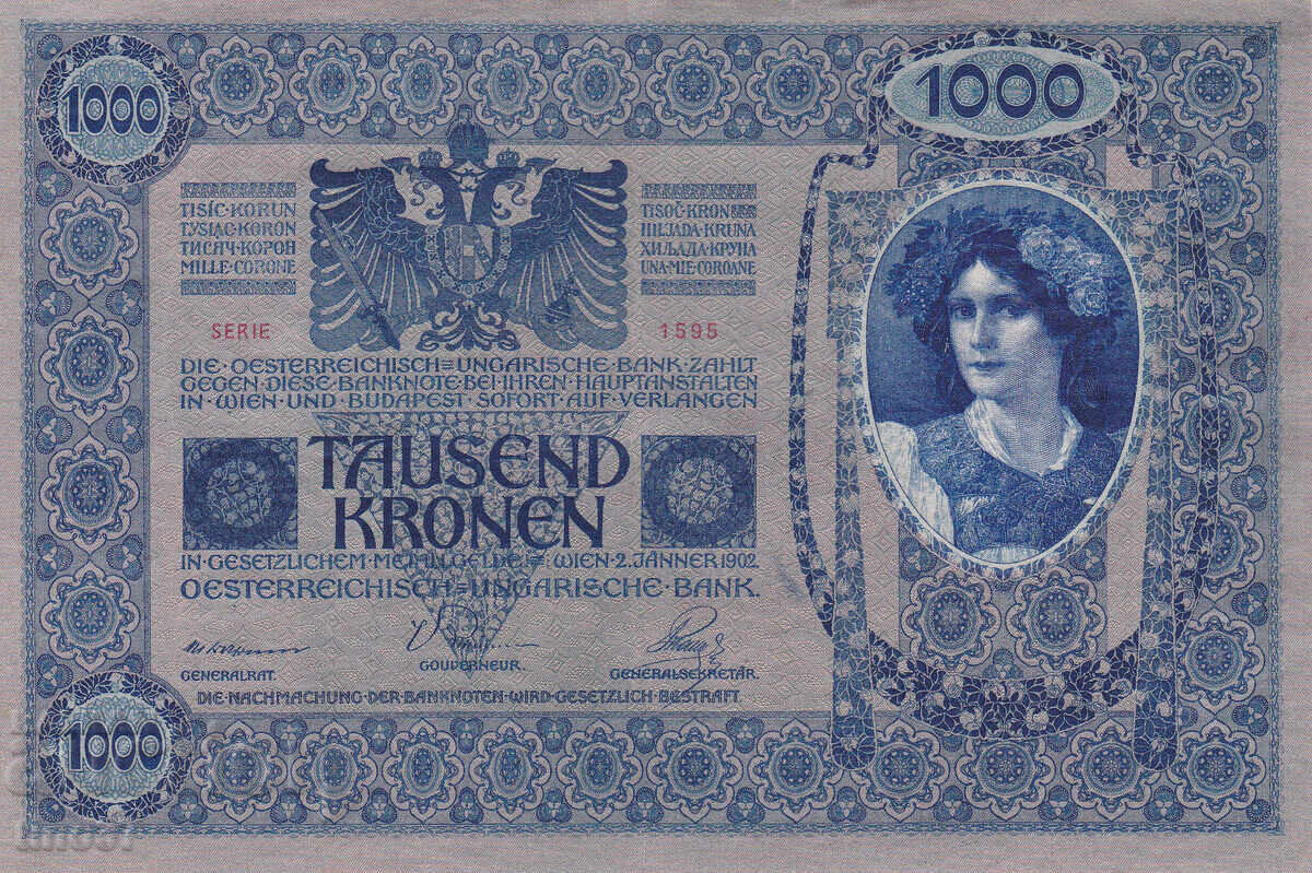 Licitație tino37 - AUSTRIA-UNGARIA - 1000 COROANE - 1902 - XF+