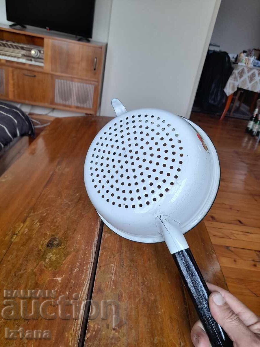 Παλιό σμάλτο σουρωτήρι, τρυπητό - 5