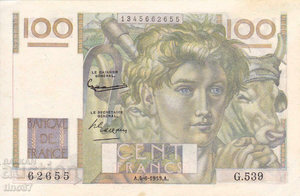tino37- FRANCE - 100 FRANC - 1953 - XF with price 21.70 BGN | € 11.10