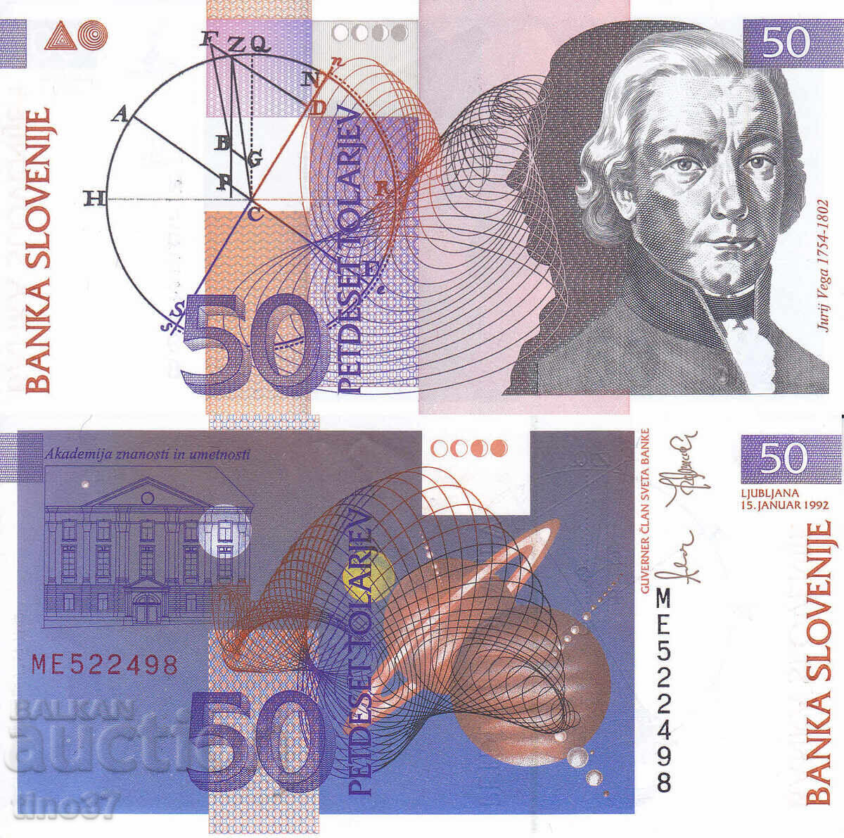 tino37 - SLOVENIA - 50 TOLAR - 1992 - AU tino37 - SLOVENIA - 50 TOLAR - 1992 - AU