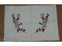 . OLD HAND EMBROIDERED CHASE PILLOW CASE