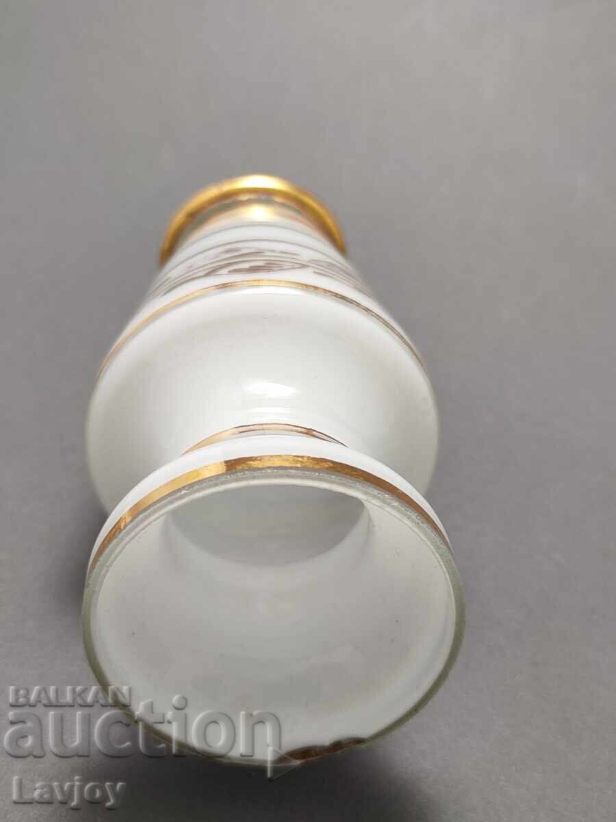 Vază veche de sticlă cu margine aurie - 6