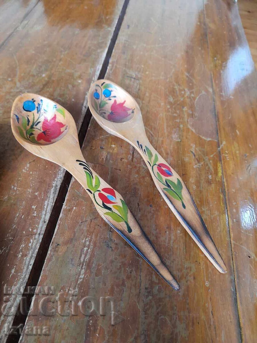 Δημοπρασία Παλιά Ρωσικά ξύλινα κουτάλια, Χοχλόμα