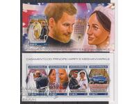 Mărci curate în coli și bloc Prințul Harry și Meghan 2018 Mozambic