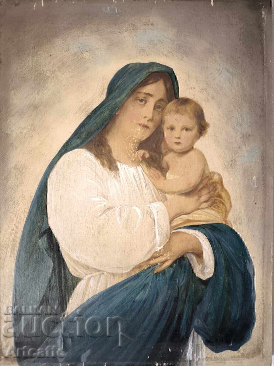 Frumoasă reproducere "Madonna cu Pruncul" pe lemn cu preț € 10.00 | 19.56 BGN