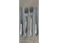 2 buc. cuțite de servire cu 2 buc. furculițe ROSTFREI 21 cm