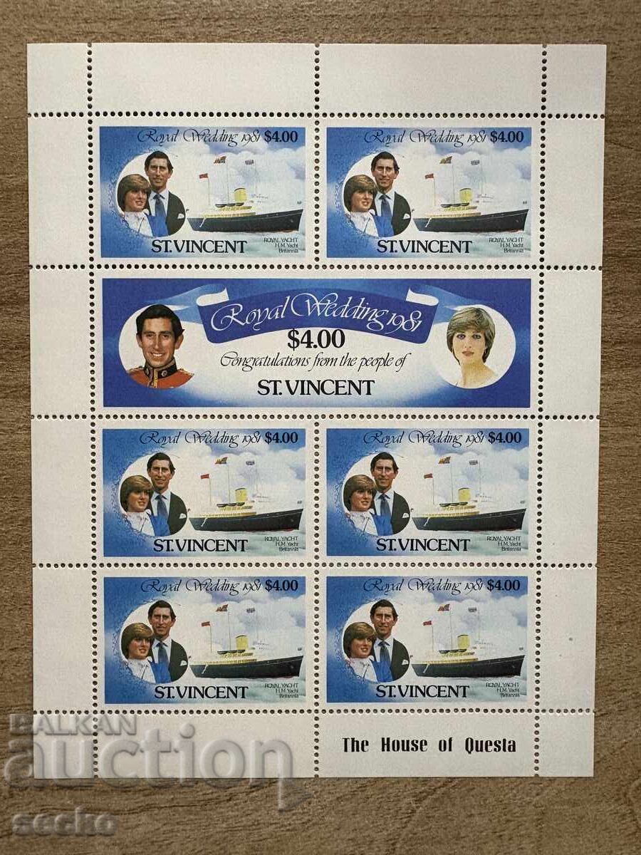 Аукцион Сейнт Винсент - Кралска сватба на принц Чарлз...(1981) - MNH