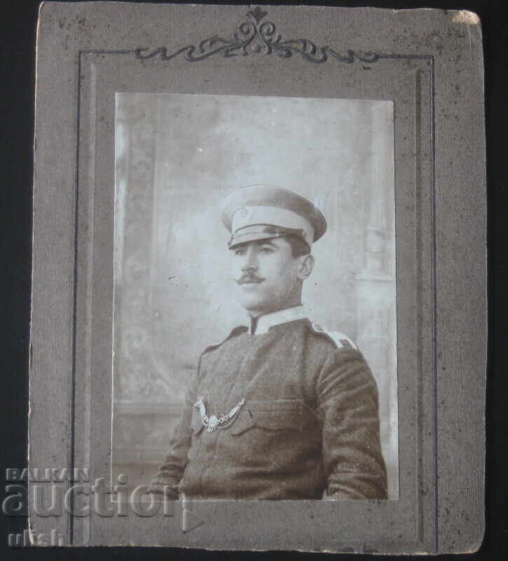 Βασίλειο της Βουλγαρίας, στολή λοχία, φωτογραφία Α' Παγκοσμίου Πολέμου, σκληρό χαρτόνι Βασίλειο της Βουλγαρίας, στολή λοχία, φωτογραφία Α' Παγκοσμίου Πολέμου, σκληρό χαρτόνι