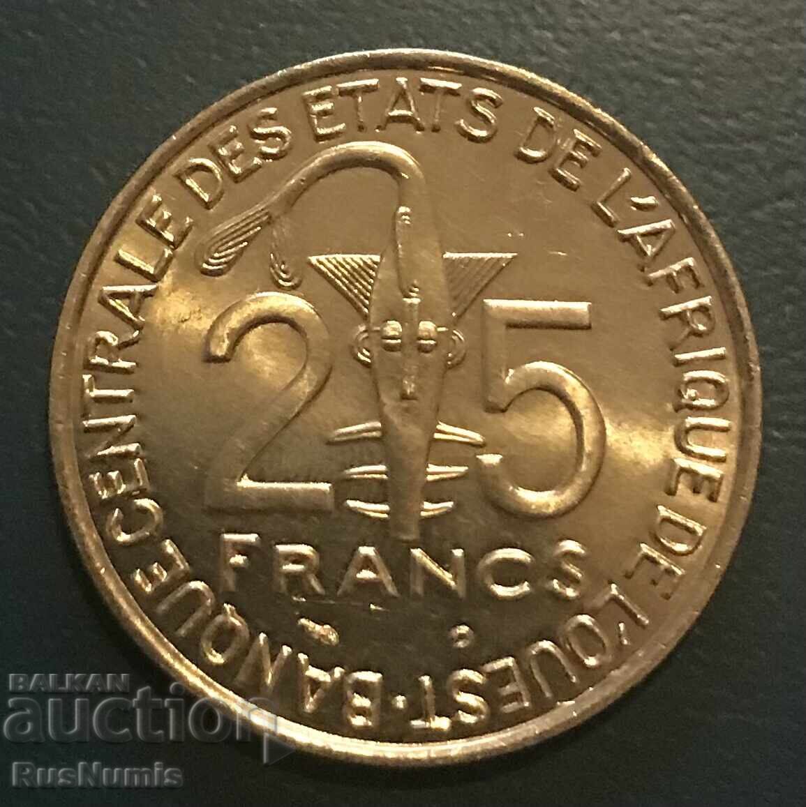 West Africa. 25 Francs 2000 with price 7.00 BGN | € 3.58