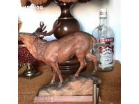 Statuie mare din lemn de cerb - sculptură în lemn
