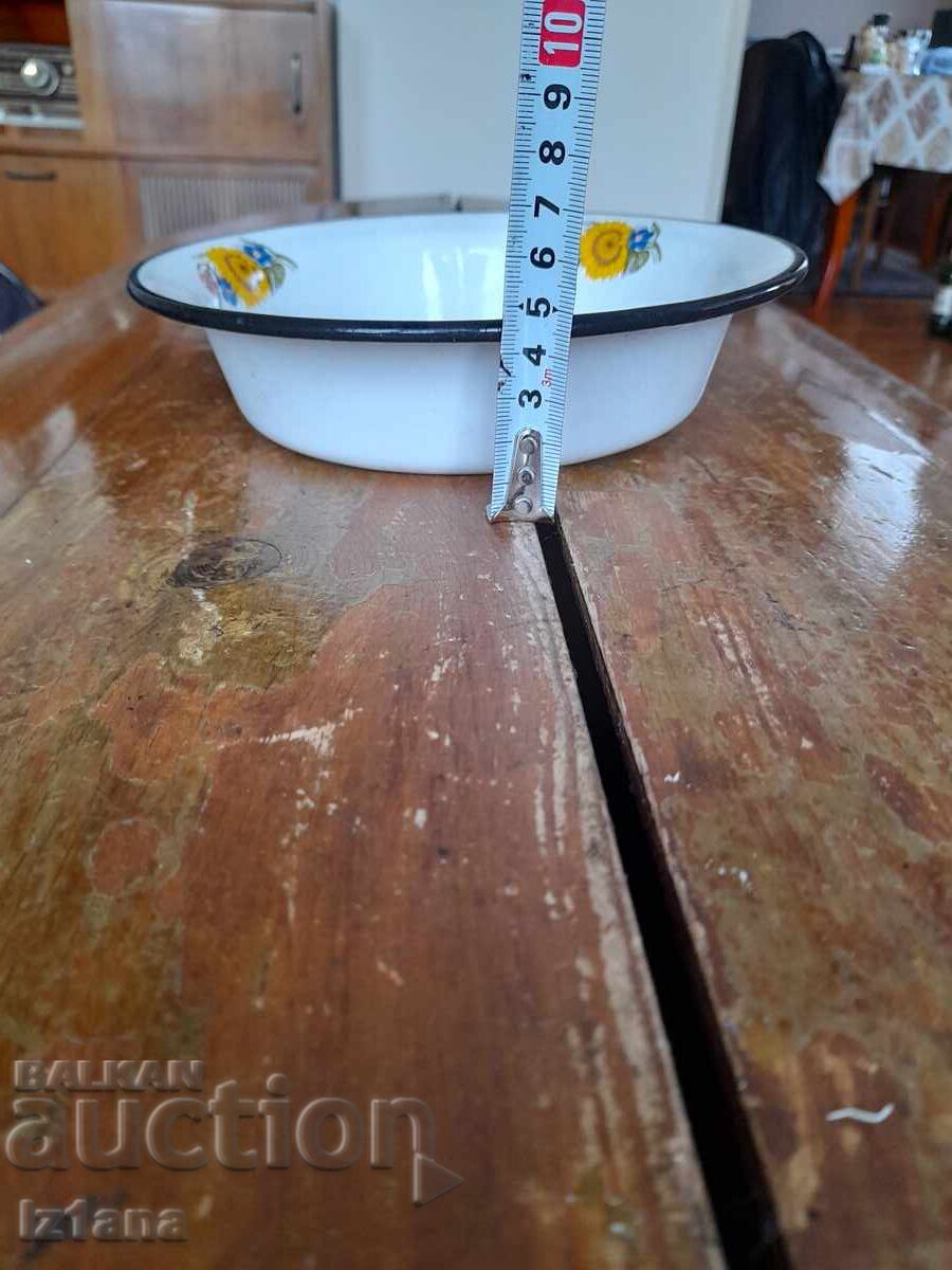 Old enamel bowl with price 27.00 BGN | € 13.80 Old enamel bowl with price 27.00 BGN | € 13.80