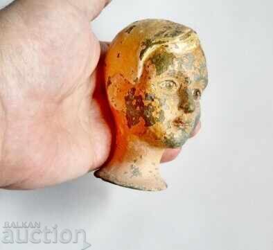 Metal head of a very old 19th century doll - 6