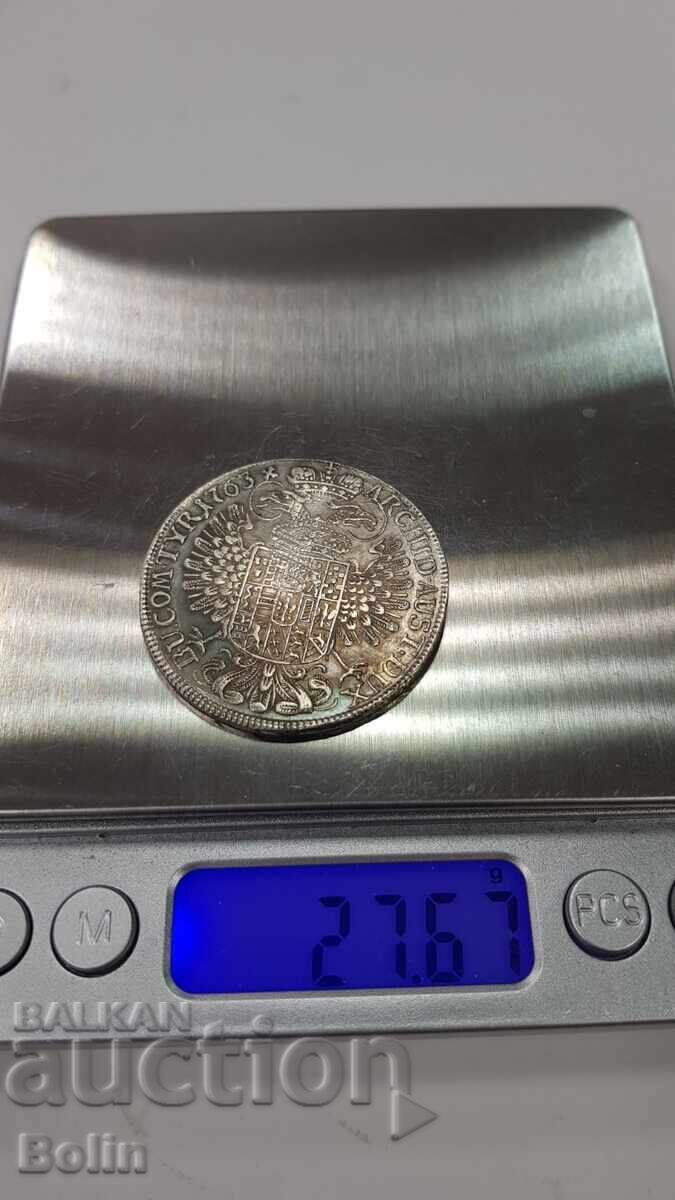 Рядка сребърна монета Талер 1763 Австрия Мария Терезиа - 7