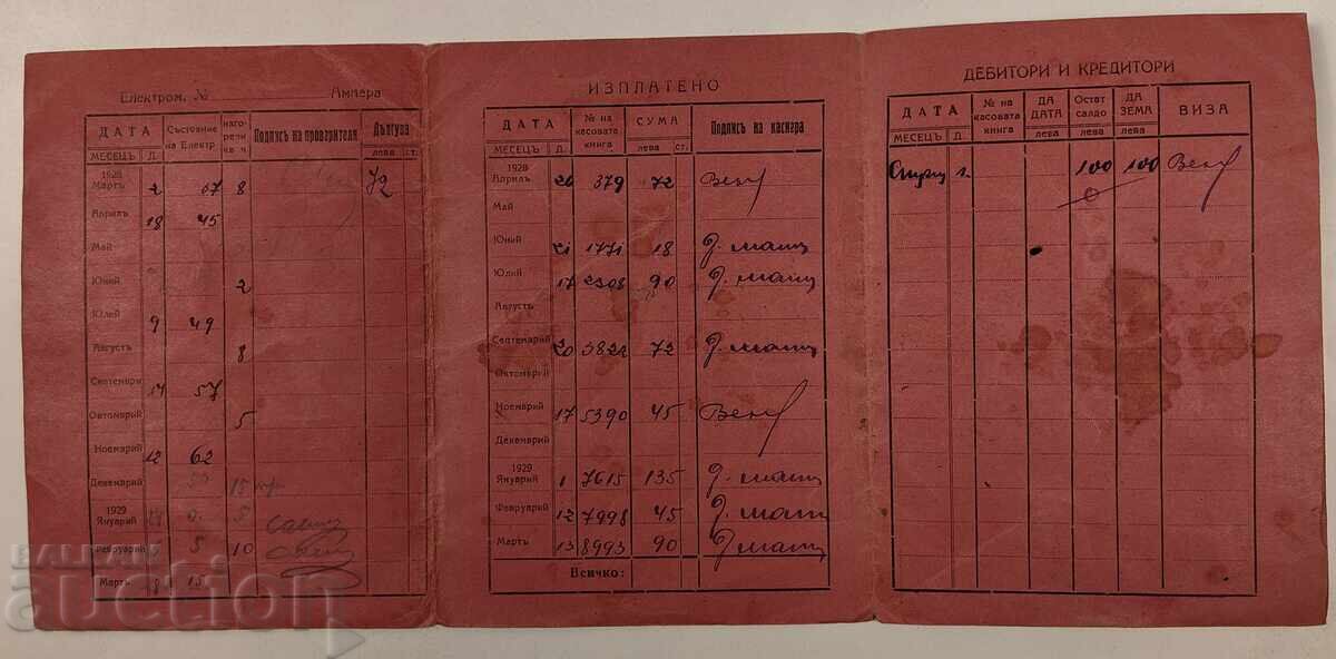 1928 Document rar de la Energozavod Lom Energo cu preț 25.00 BGN | € 12.78