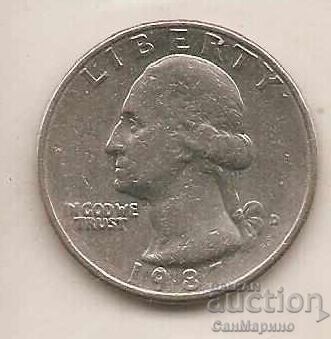 1987 US $1. D* with price 0.70 BGN | € 0.36