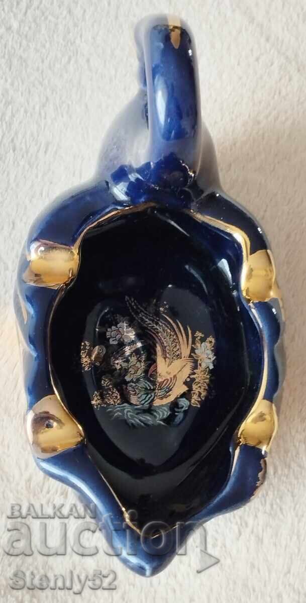 Porcelain Swan Ashtray, Cobalt Blue with Much Gilding with price 30.00 BGN | € 15.34