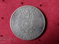 5 Baden Marks 1876-G Duke Friedrich
