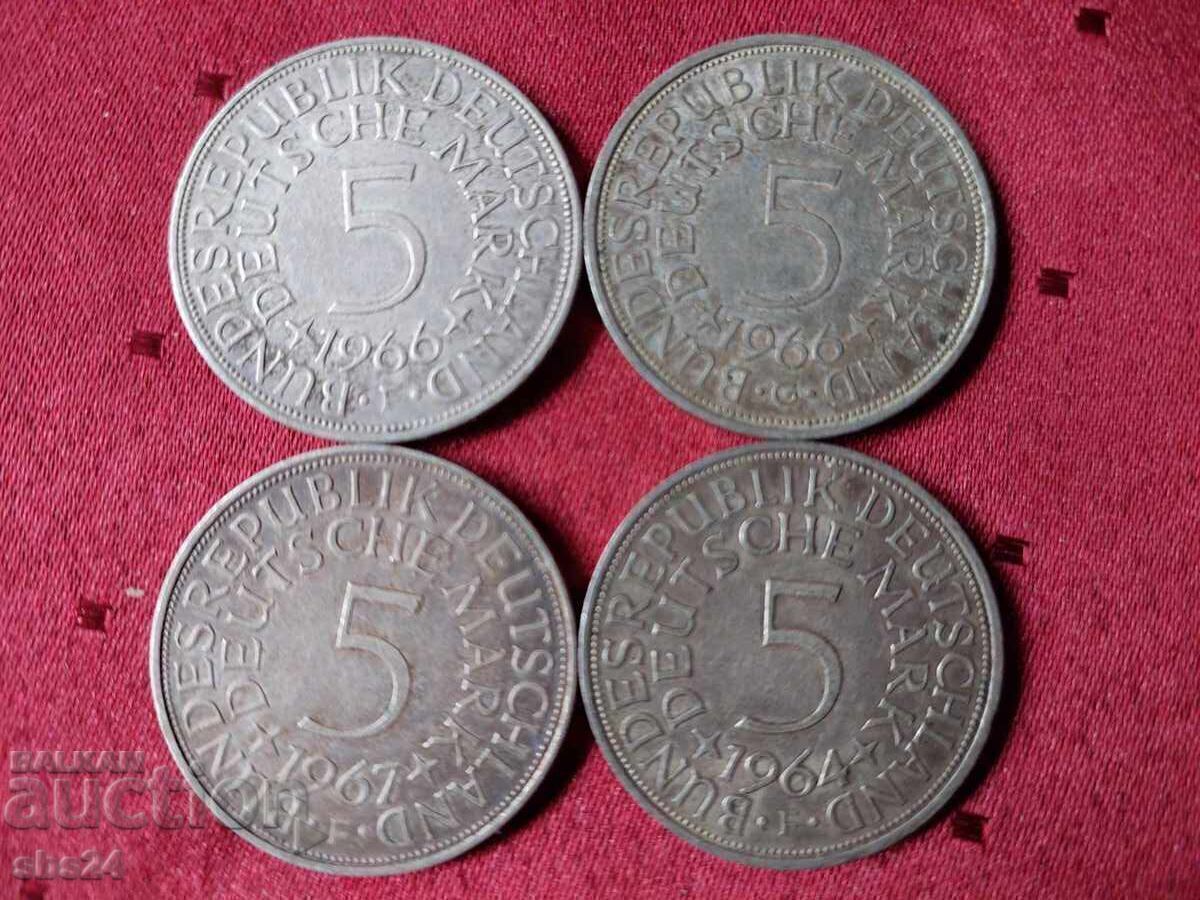 Lot of 14 coins of 5 marks silver - 5 Lot of 14 coins of 5 marks silver - 5