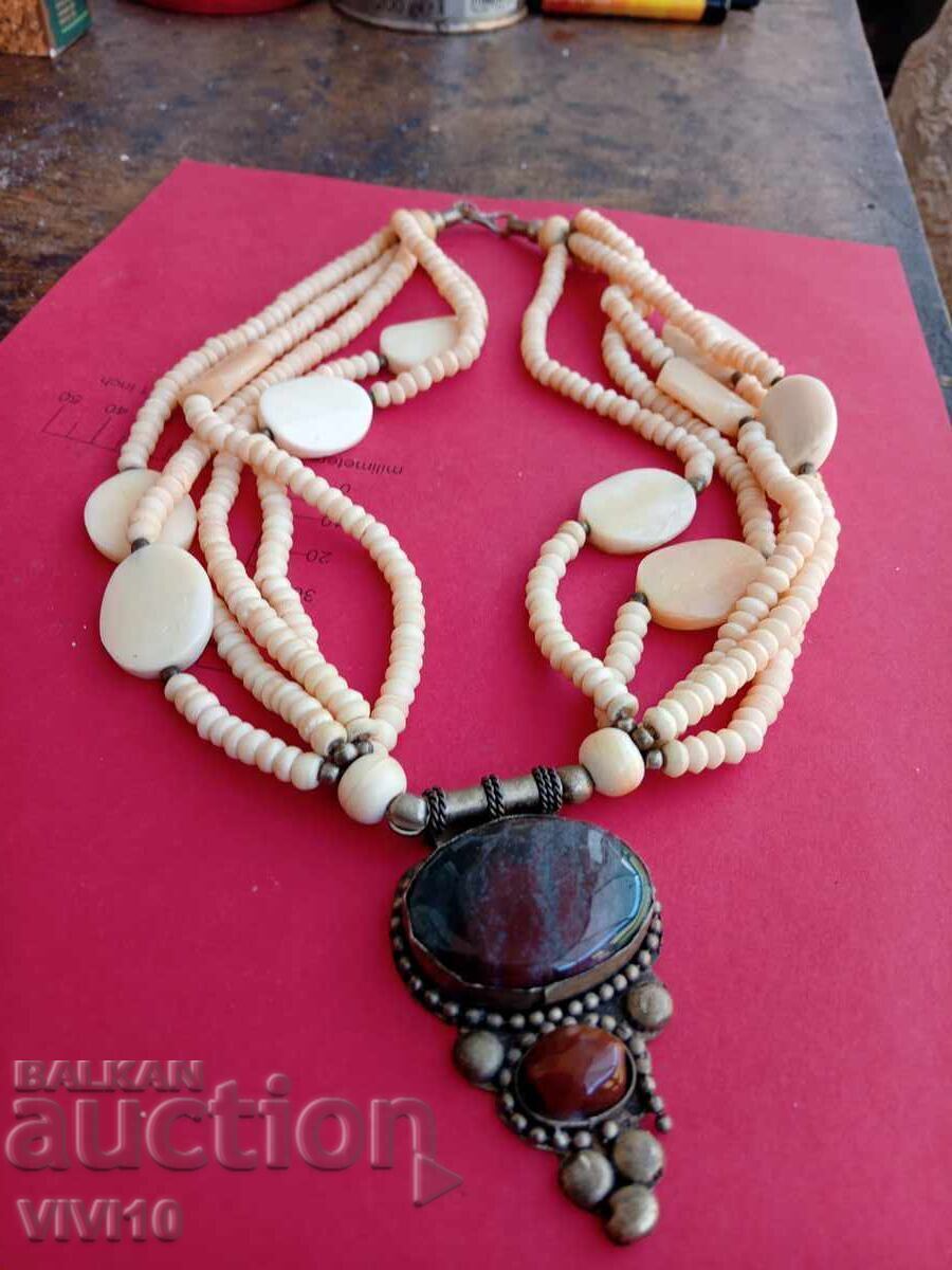 Antique necklace, bone and stones with price 100.00 BGN | € 51.13 Antique necklace, bone and stones with price 100.00 BGN | € 51.13