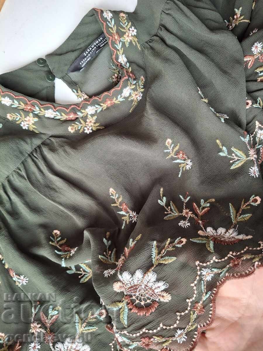 Beautiful green shirt with rich embroidery ZARA with price 35.00 BGN | € 17.90 Beautiful green shirt with rich embroidery ZARA with price 35.00 BGN | € 17.90