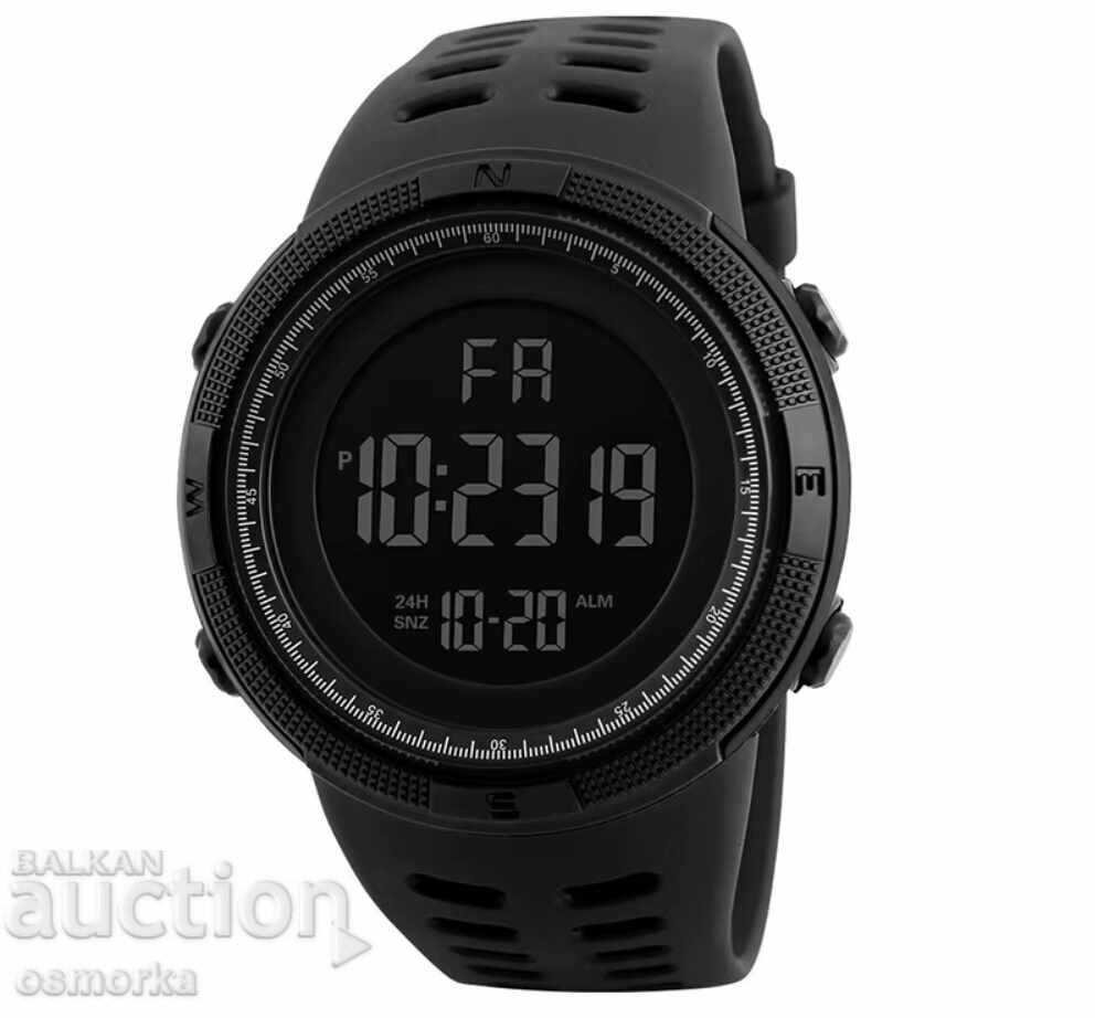 Nou ceas sportiv cu cronometru și alte funcții, negru, 48 mm