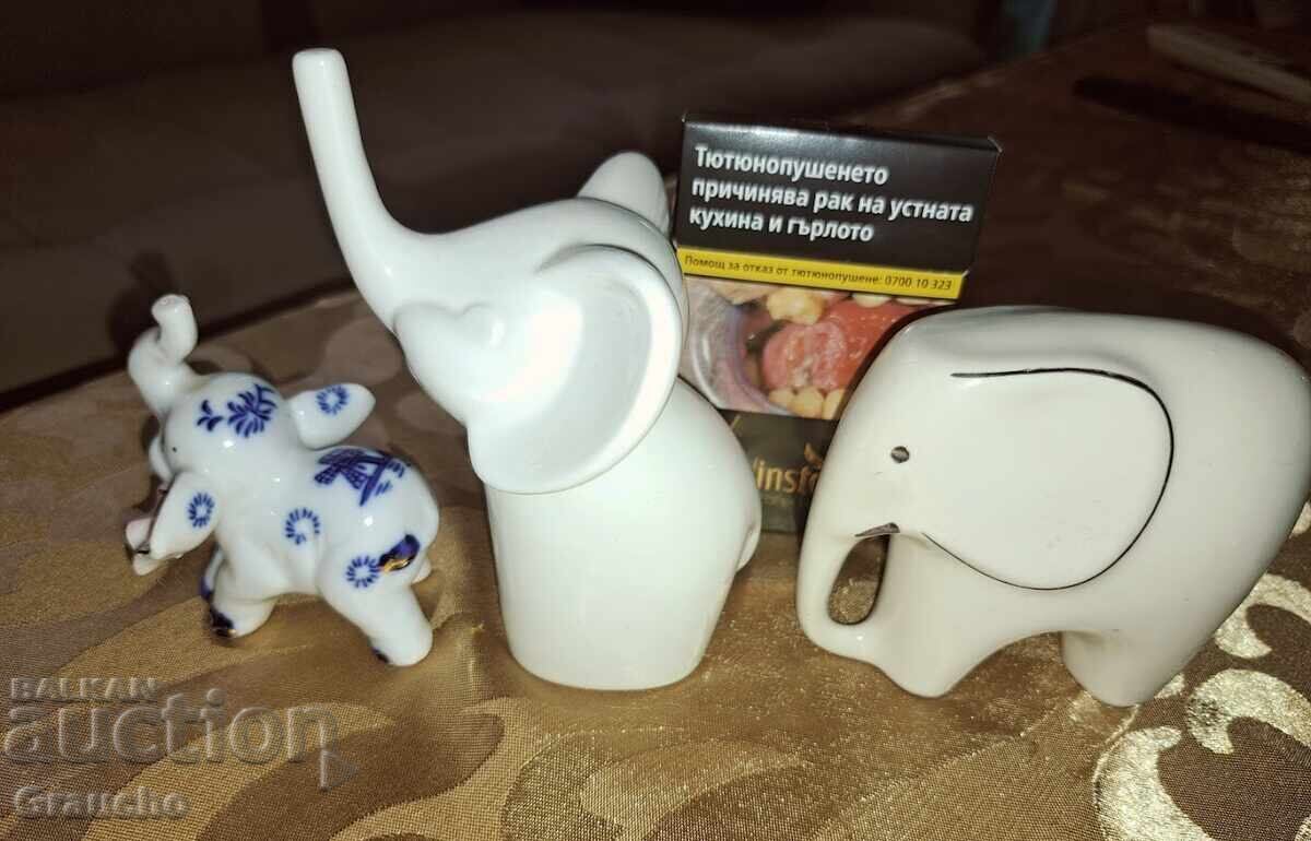 Three adorable porcelain elephants Three adorable porcelain elephants