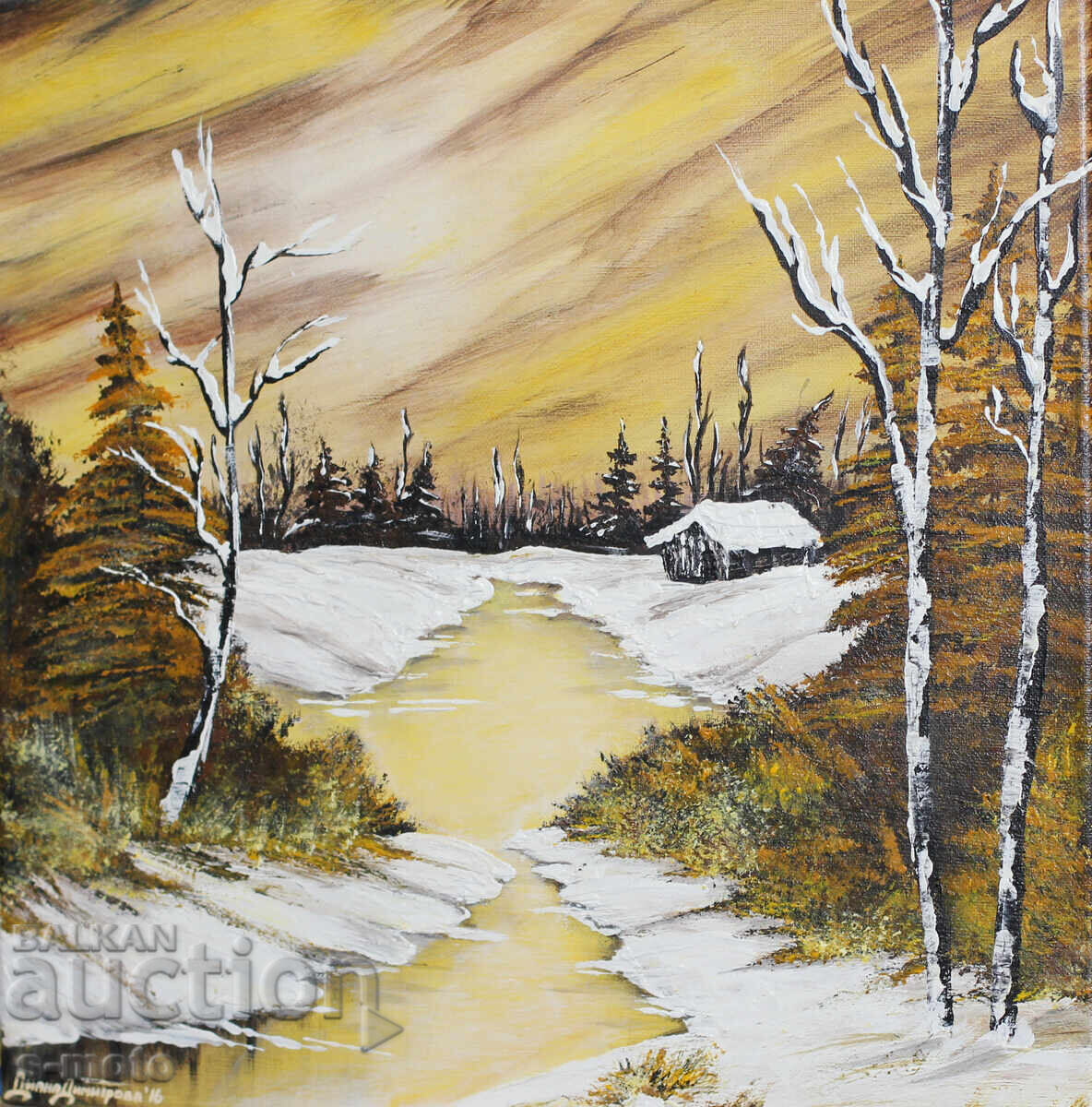 Contemporary acrylic painting "Winter" with price 200.00 BGN | € 102.26