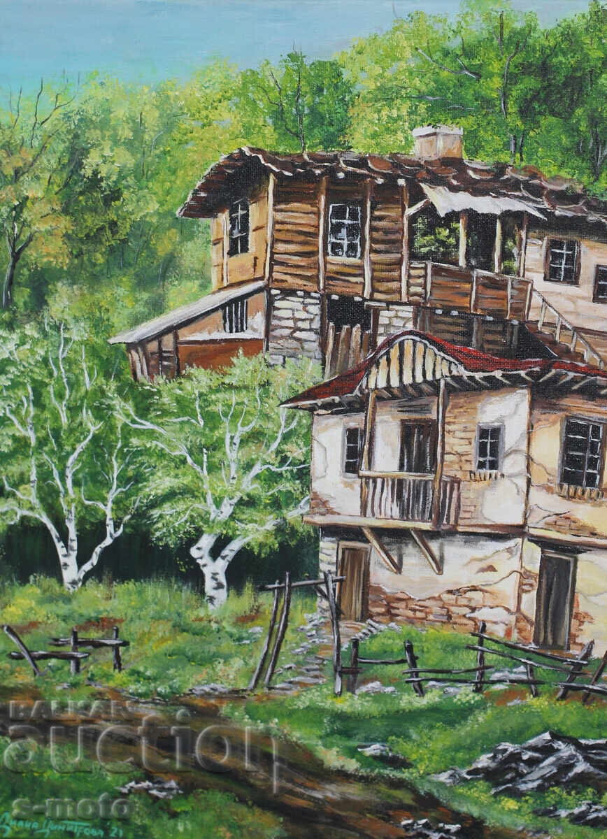 Contemporary acrylic painting "Houses" with price 200.00 BGN | € 102.26