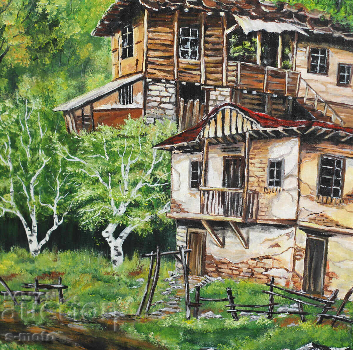 Delivery of Contemporary acrylic painting "Houses"