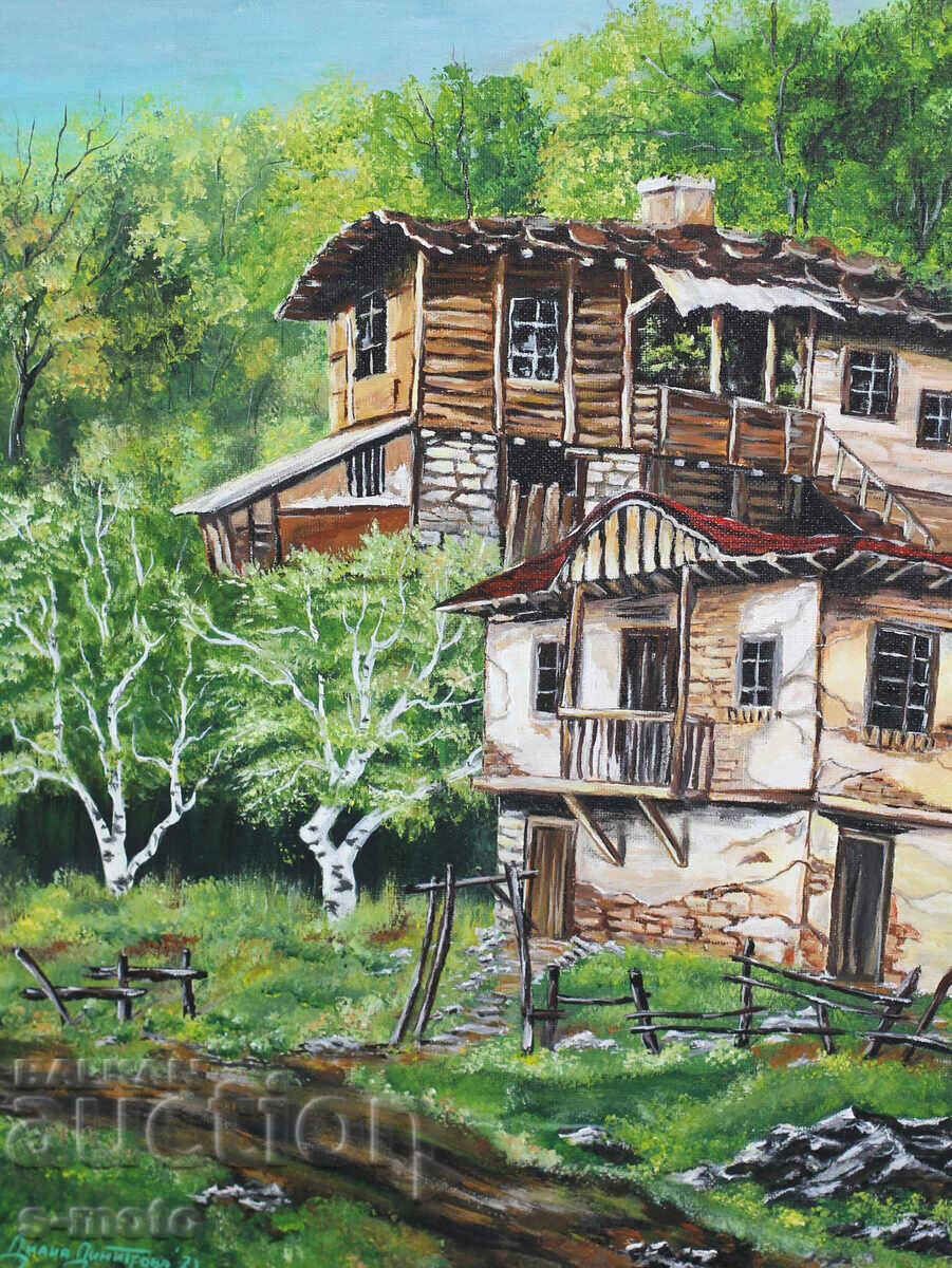 Contemporary acrylic painting "Houses"