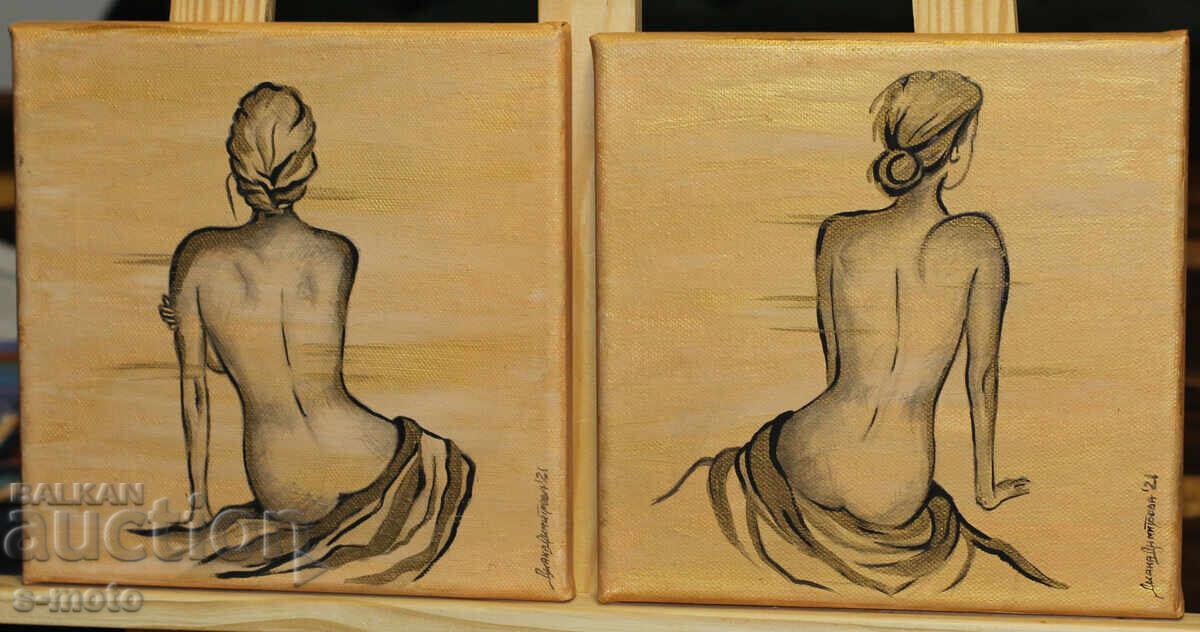 Σύγχρονος πίνακας ακρυλικό "Γυμνό σώμα" δίπτυχο με τιμή 200.00 BGN | € 102.26