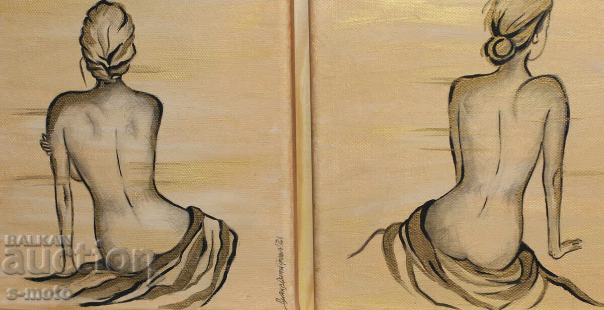 Σύγχρονος πίνακας ακρυλικό "Γυμνό σώμα" δίπτυχο - 7