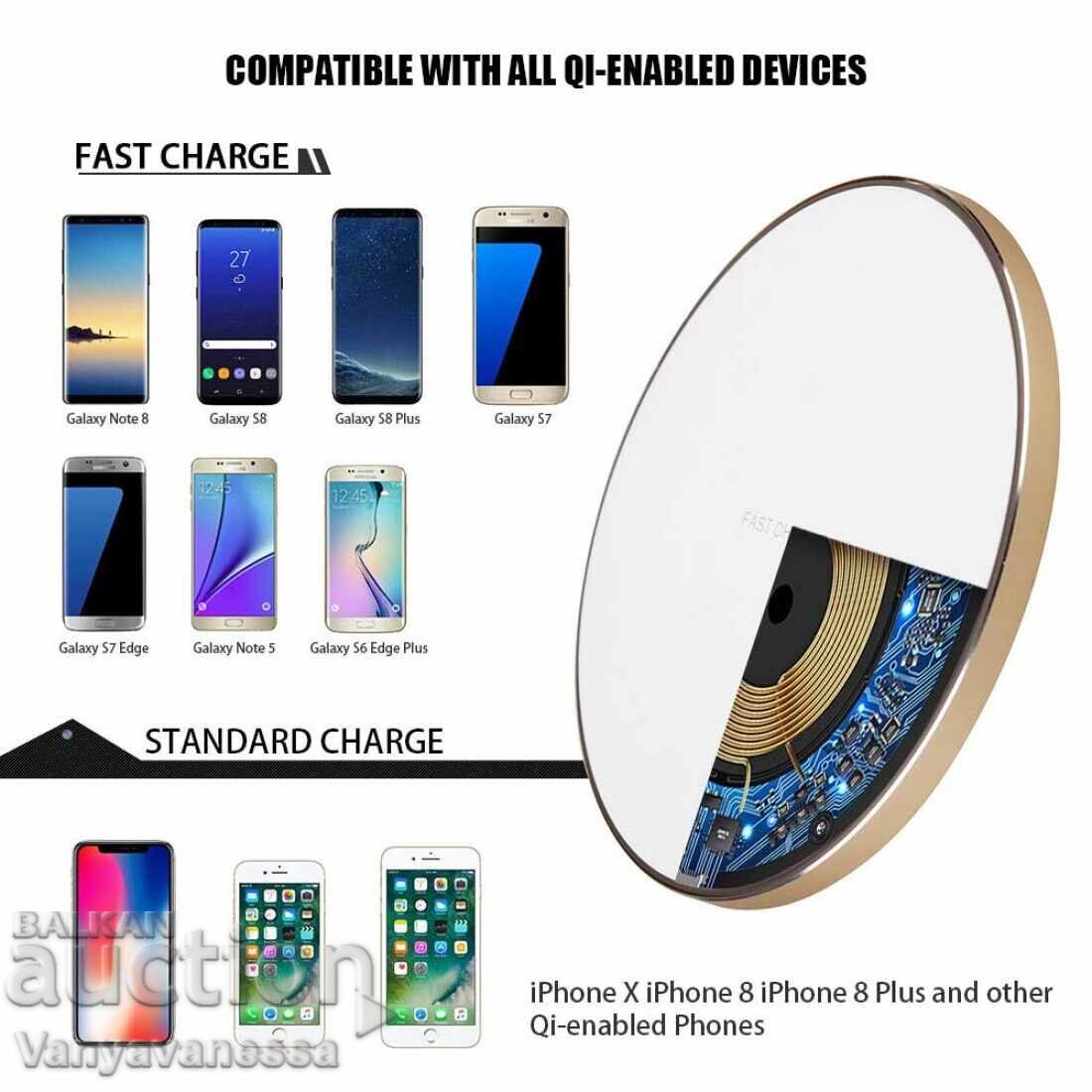 Qi Ασύρματος φορτιστής με τιμή 18.90 BGN | € 9.66