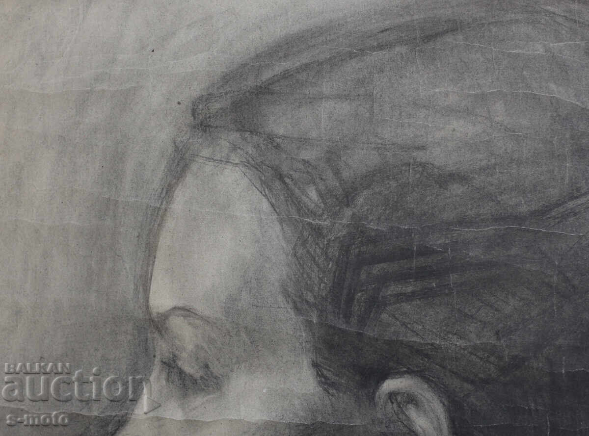 Delivery of Old pencil drawing, female portrait Delivery of Old pencil drawing, female portrait