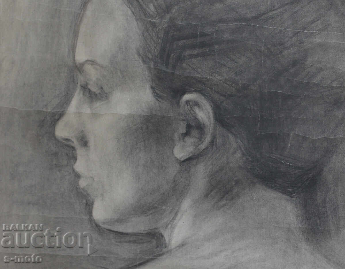 Old pencil drawing, female portrait - 5 Old pencil drawing, female portrait - 5