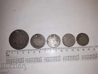 Ασημένια νομίσματα για κόσμημα 19ου αιώνα, 5 τεμάχια