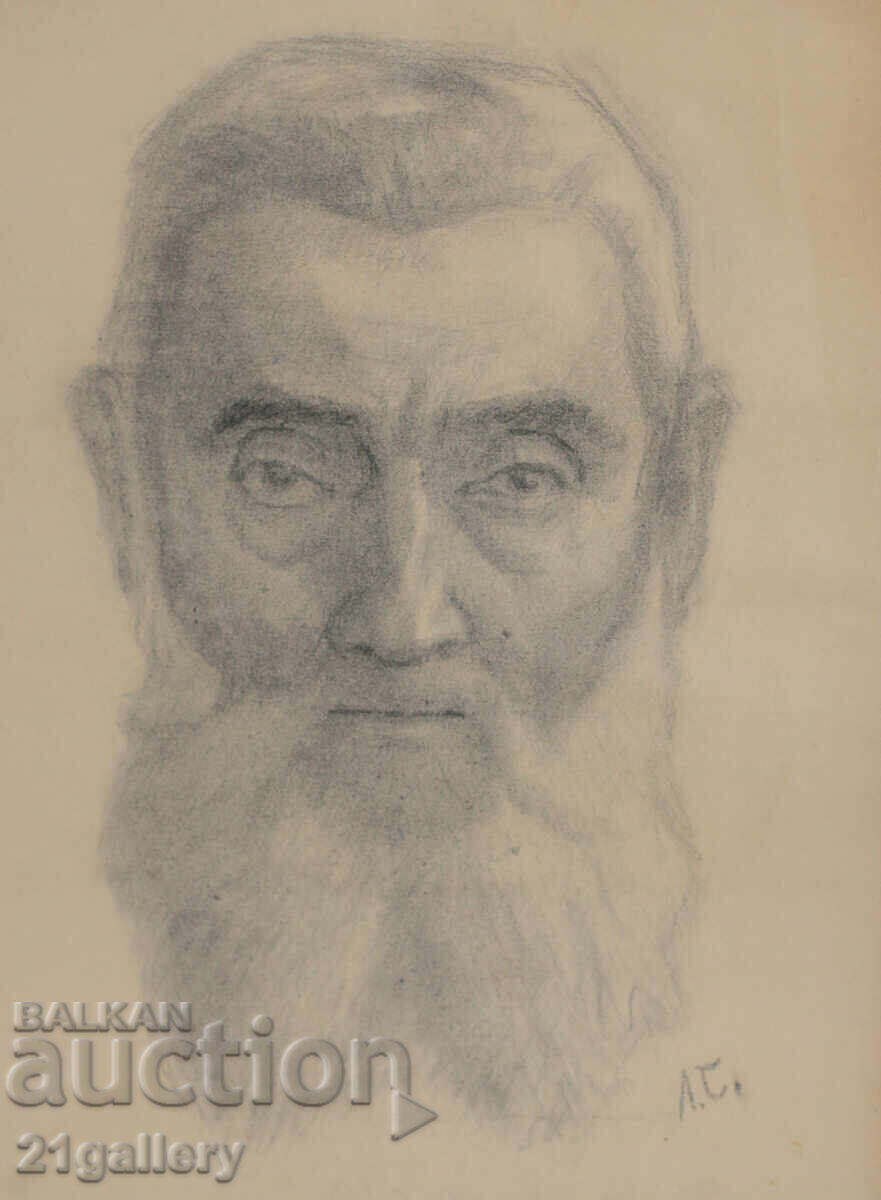 Old pencil drawing portrait of a man signed with price 300.00 BGN | € 153.39