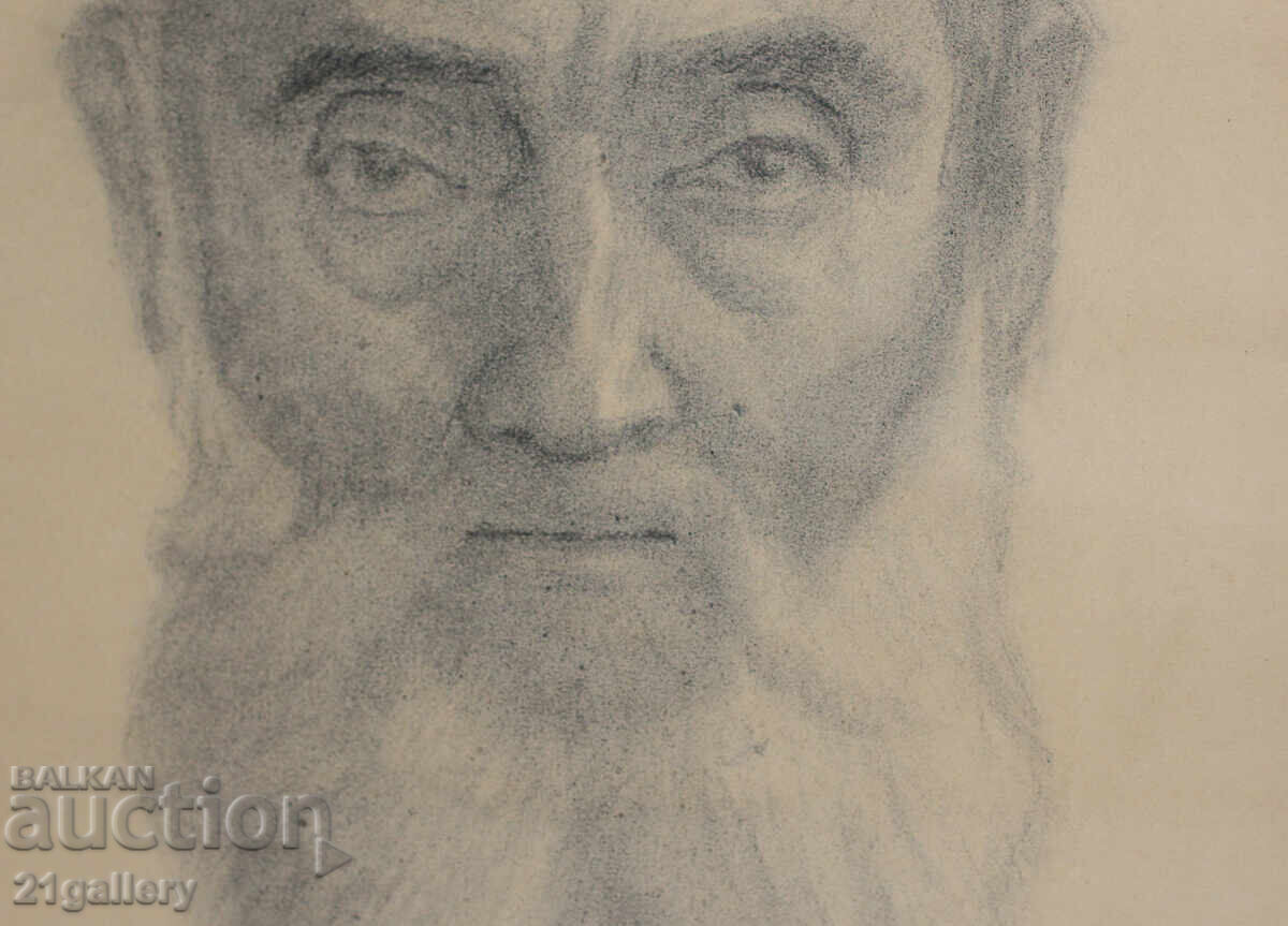 Old pencil drawing portrait of a man signed - 7