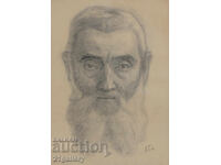 Old pencil drawing portrait of a man signed