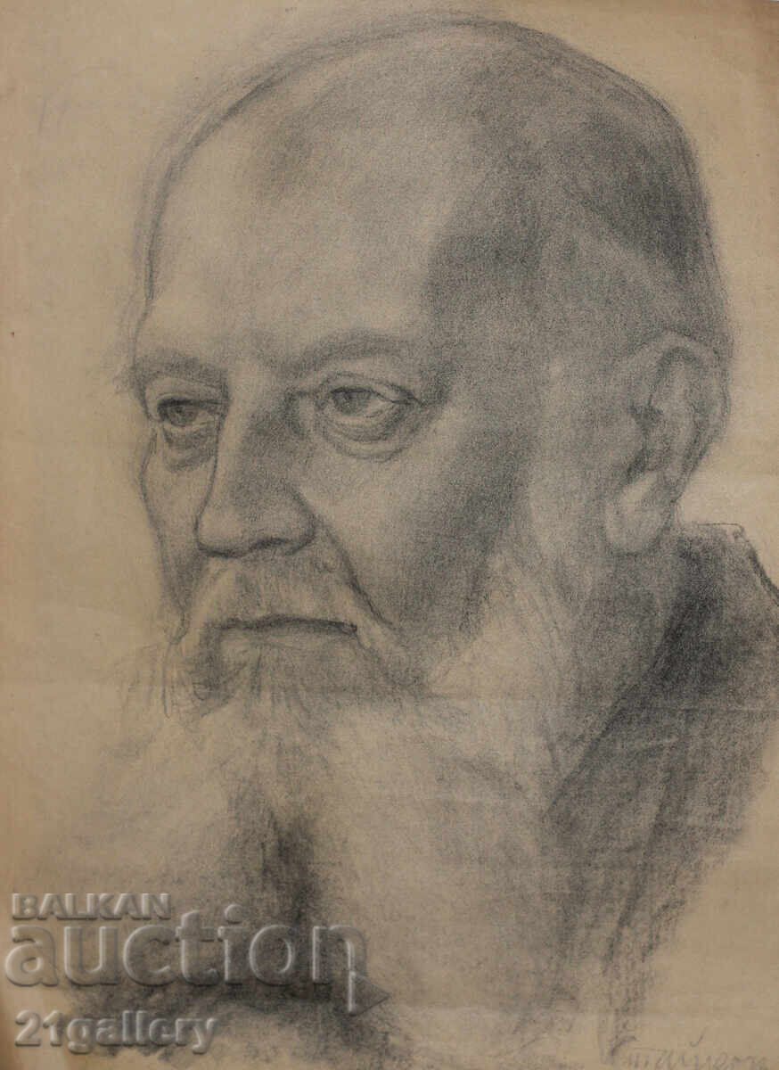 Δημοπρασία Παλιό μολυβένιο σχέδιο πορτρέτο άνδρα υπογεγραμμένο Δημοπρασία Παλιό μολυβένιο σχέδιο πορτρέτο άνδρα υπογεγραμμένο