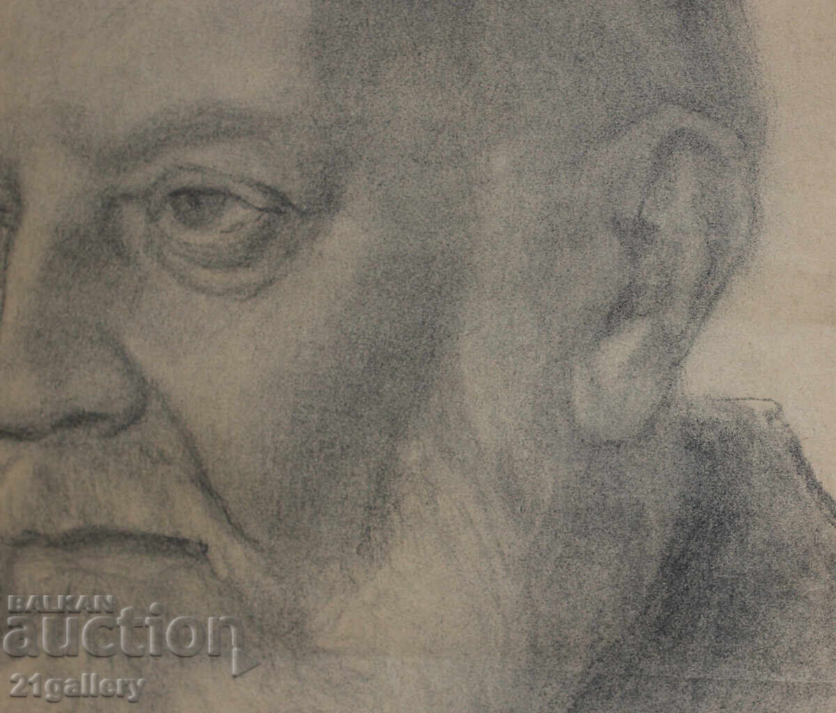 Παράδοση Παλιό μολυβένιο σχέδιο πορτρέτο άνδρα υπογεγραμμένο Παράδοση Παλιό μολυβένιο σχέδιο πορτρέτο άνδρα υπογεγραμμένο