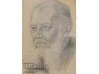 Old pencil drawing portrait of a man signed